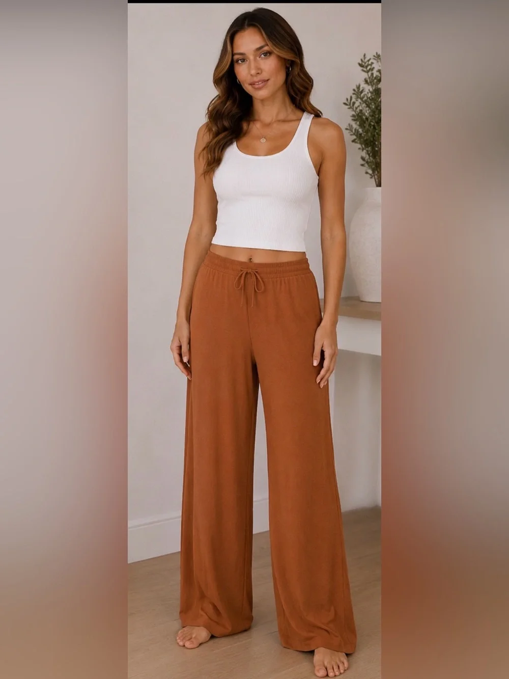 SKIMS Bronze Wide Leg Sleep Lounge Pants Size XL NWOT